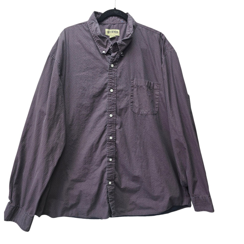 Red River Outfitters Mens 4XL Purple ‎ Honeycomb Cotton Button Down Shirt
